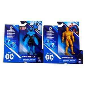 DC Action Figure Lot Blue Beetle Gold Superman Spin Master 2023 New Sealed 4"
